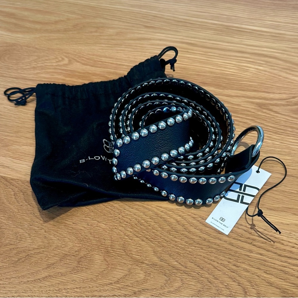 B-low the Belt Black Studded Leather Belt with Silver Hardware